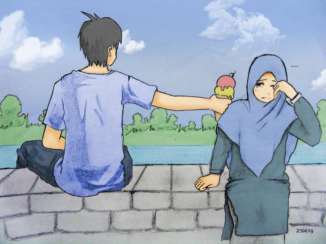 Hasil gambar untuk gambar suami istri muslim kartun